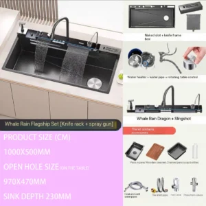 Stainless Steel Waterfall Kitchen Sink