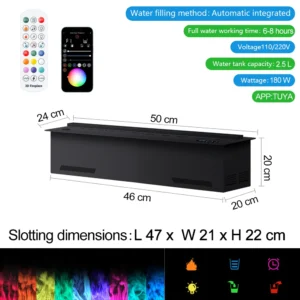 Smart Home 3D Atomized Fireplace with LED Colorful Flame