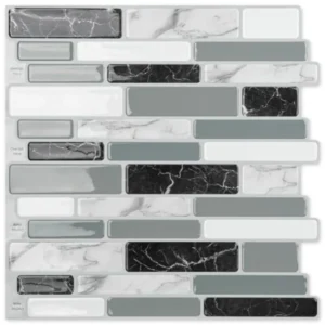 20-Sheet Peel and Stick Tiles 12"x12" Marble Grey