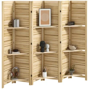 6 Panel 67" Tall Wood Privacy Screen