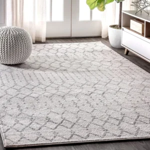 Boho Vintage Diamond Cream/Gray Area Rug 8x10 ft