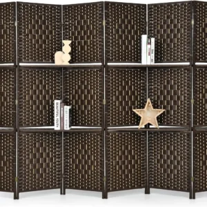 6-Panel Room Divider with Shelves